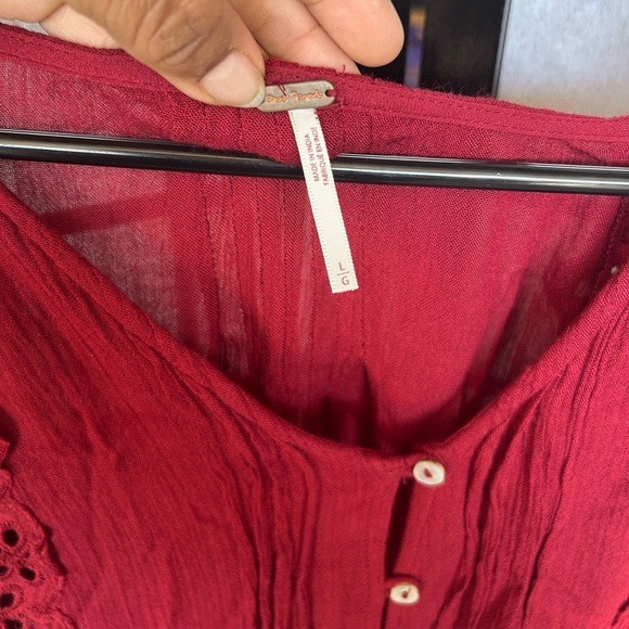 Free People Snow Angel mini boho maroon oversized shapeless dress Elegant SZ/L - Picture 12 of 13